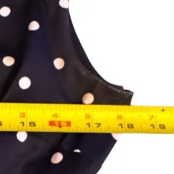 Shelby & Palmer Black White Polka Dot Sleeveless Sheath Dress Retro Waist Tie LG - Picture 8 of 11